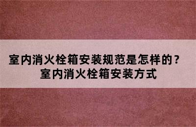 室内消火栓箱安装规范是怎样的？ 室内消火栓箱安装方式